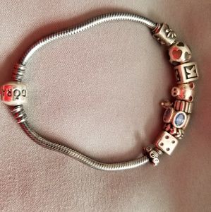 Oxidized Silver Pandora Bracelet with charms